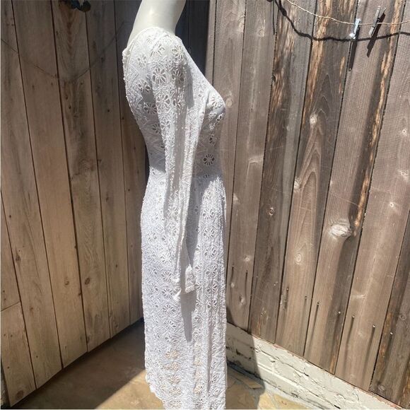 Zara Embroidered Mesh Boho midi Long Sleeve Dress size small -  mordernwear.com